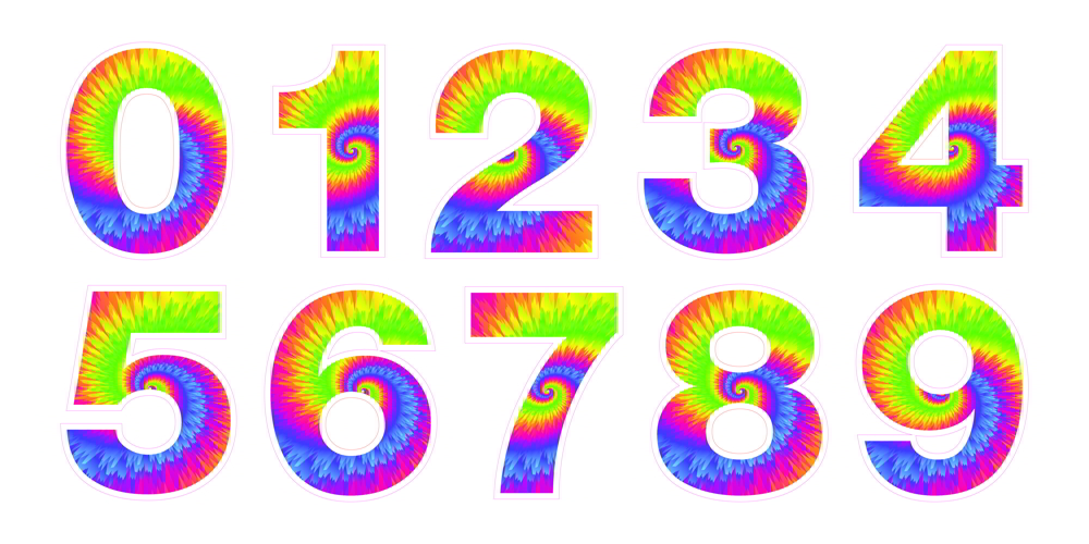 Tie Dye Numbers Template